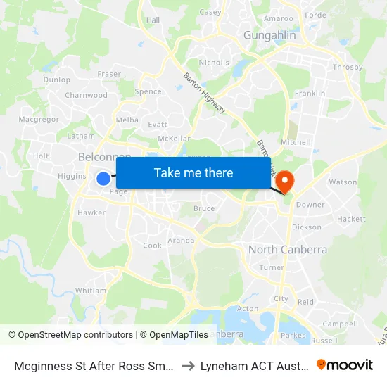 Mcginness St After Ross Smith Cr to Lyneham ACT Australia map