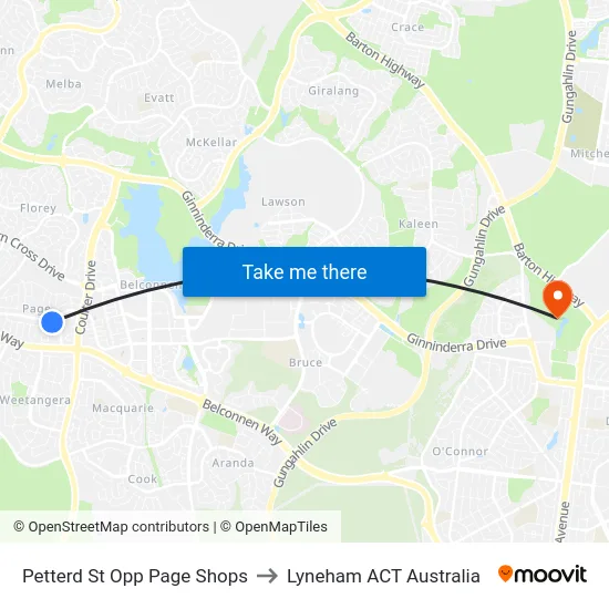 Petterd St Opp Page Shops to Lyneham ACT Australia map