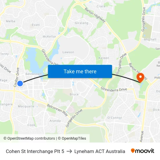 Cohen St Interchange Plt 5 to Lyneham ACT Australia map