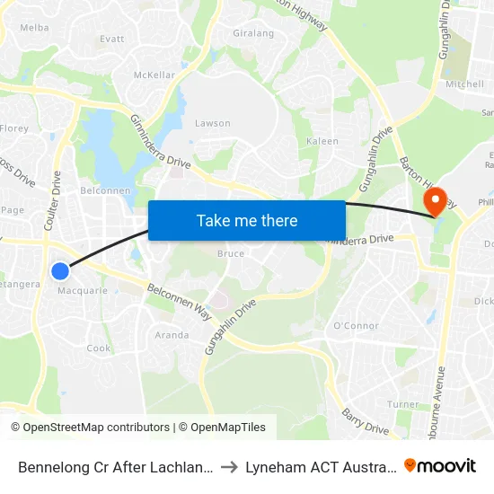 Bennelong Cr After Lachlan St to Lyneham ACT Australia map