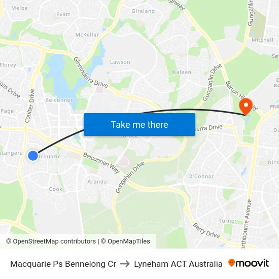 Macquarie Ps Bennelong Cr to Lyneham ACT Australia map