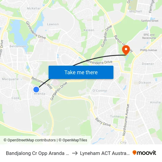 Bandjalong Cr Opp Aranda Ps to Lyneham ACT Australia map