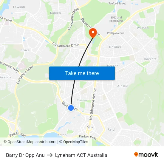 Barry Dr Opp Anu to Lyneham ACT Australia map