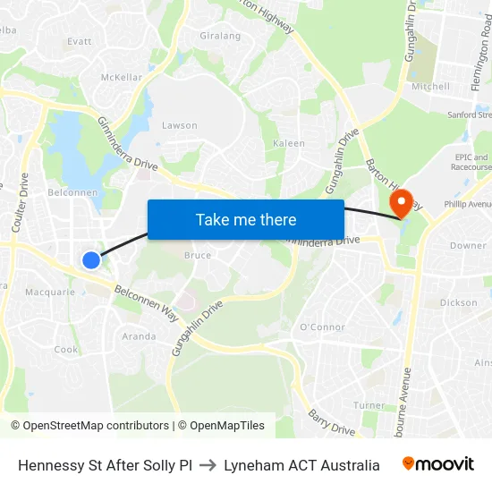 Hennessy St After Solly Pl to Lyneham ACT Australia map