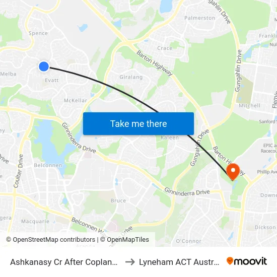 Ashkanasy Cr After Copland Dr to Lyneham ACT Australia map