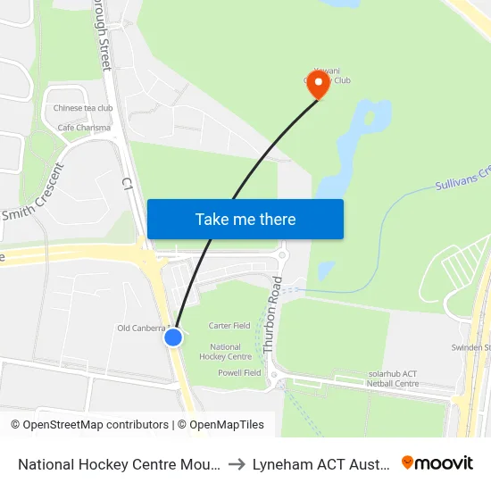 National Hockey Centre Mouat St to Lyneham ACT Australia map