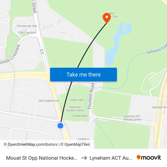 Mouat St Opp National Hockey Centre to Lyneham ACT Australia map