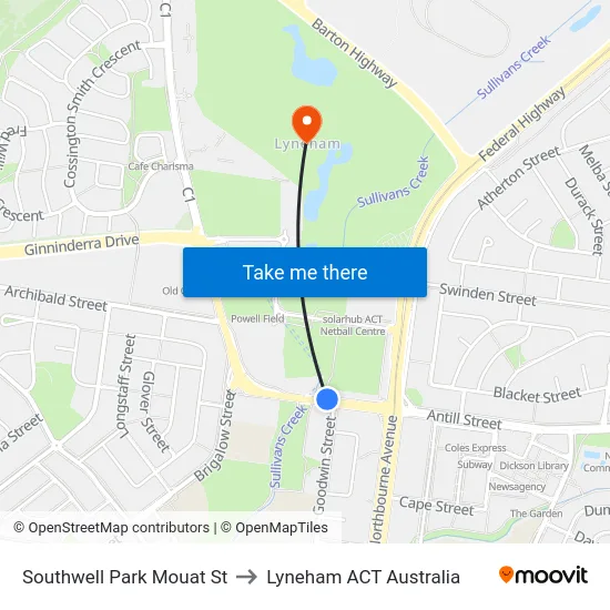 Southwell Park Mouat St to Lyneham ACT Australia map