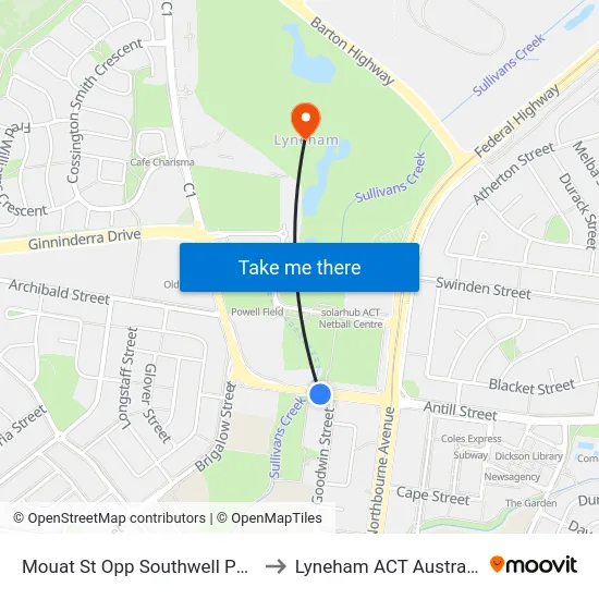 Mouat St Opp Southwell Park to Lyneham ACT Australia map