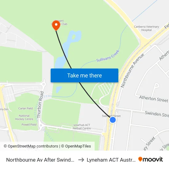 Northbourne Av After Swinden St to Lyneham ACT Australia map