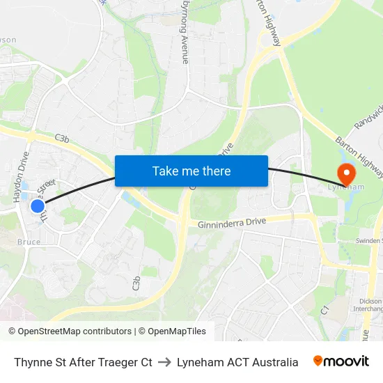 Thynne St After Traeger Ct to Lyneham ACT Australia map