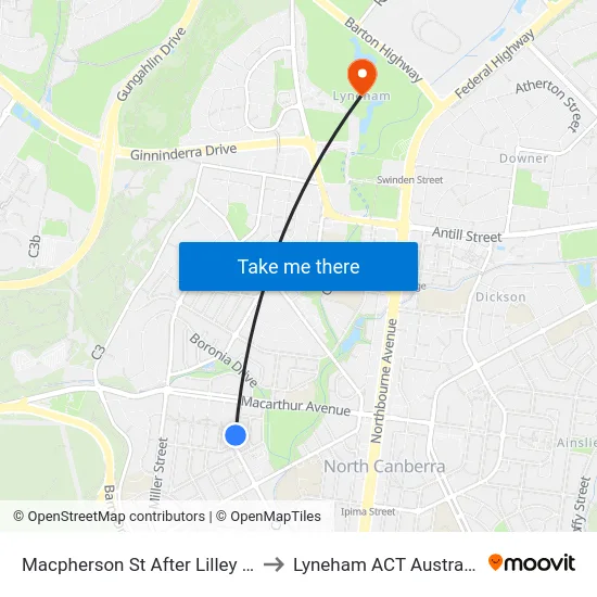 Macpherson St After Lilley St to Lyneham ACT Australia map