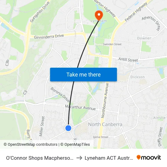 O'Connor Shops Macpherson St to Lyneham ACT Australia map