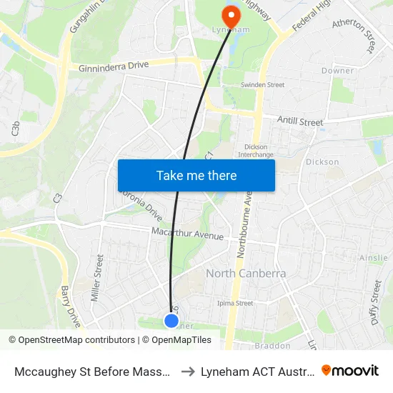 Mccaughey St Before Masson St to Lyneham ACT Australia map