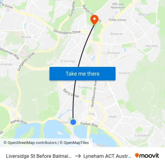 Liversidge St Before Balmain Cr to Lyneham ACT Australia map