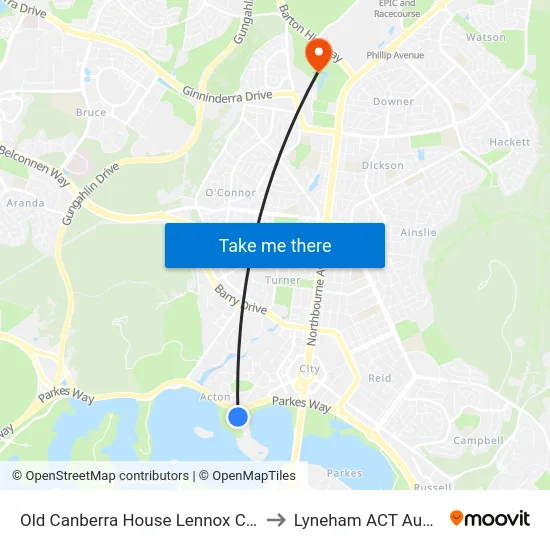 Old Canberra House Lennox Crossing to Lyneham ACT Australia map