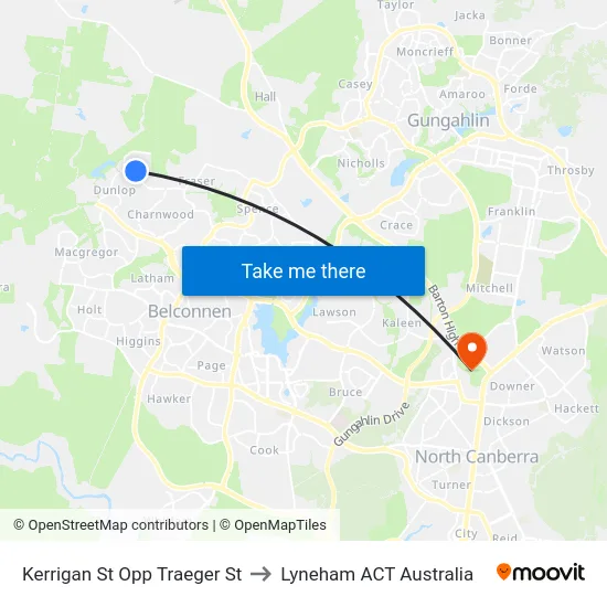 Kerrigan St Opp Traeger St to Lyneham ACT Australia map