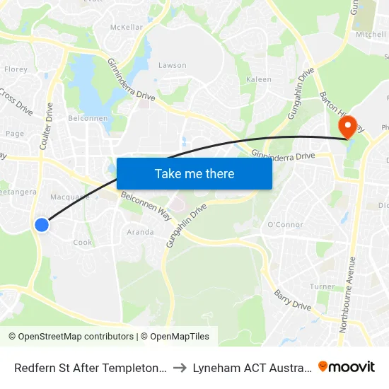 Redfern St After Templeton St to Lyneham ACT Australia map