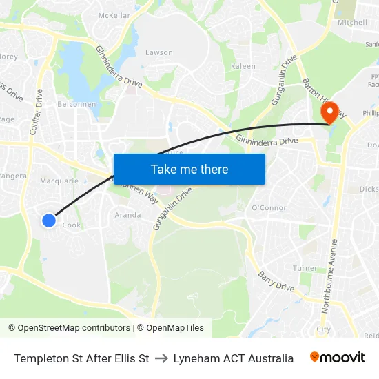 Templeton St After Ellis St to Lyneham ACT Australia map