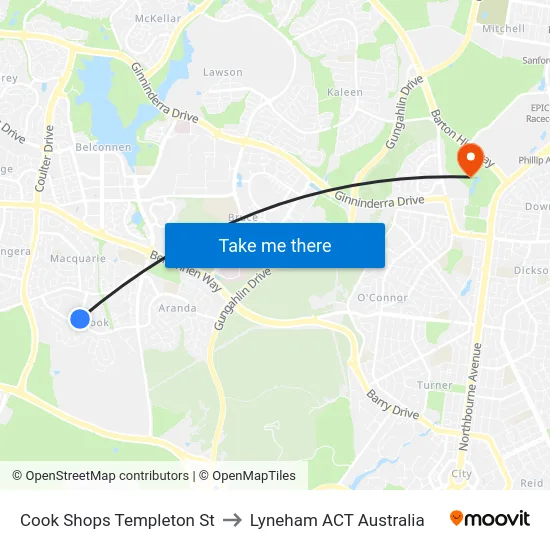 Cook Shops Templeton St to Lyneham ACT Australia map