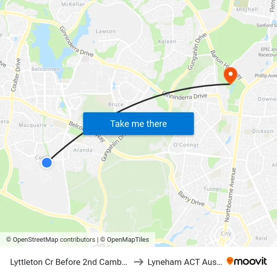 Lyttleton Cr Before 2nd Cambridge St to Lyneham ACT Australia map