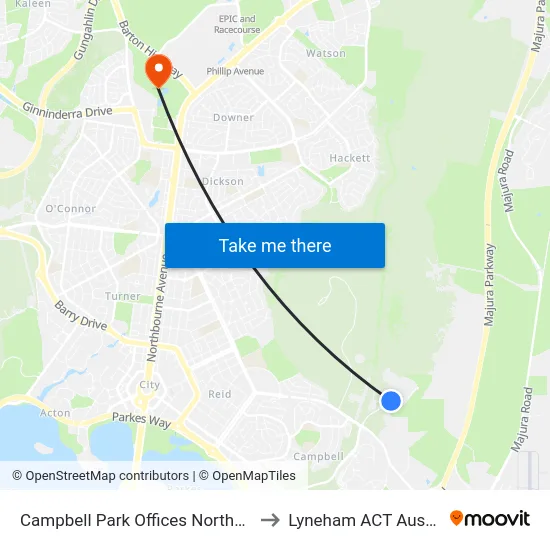 Campbell Park Offices Northcott Dr to Lyneham ACT Australia map