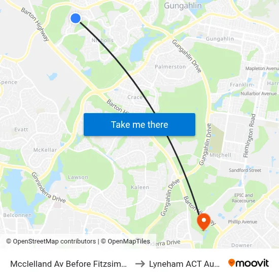 Mcclelland Av Before Fitzsimmons St to Lyneham ACT Australia map