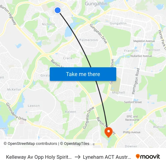Kelleway Av Opp Holy Spirit Ps to Lyneham ACT Australia map