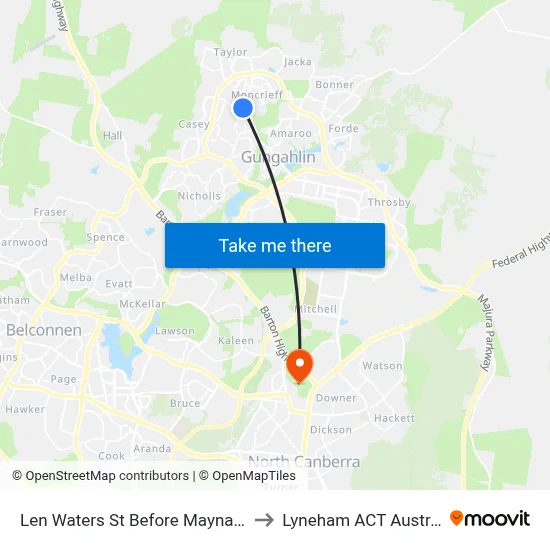 Len Waters St Before Maynard St to Lyneham ACT Australia map