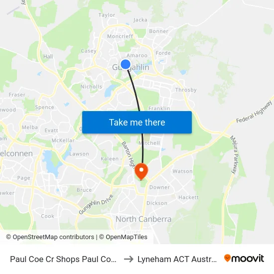 Paul Coe Cr Shops Paul Coe Cr to Lyneham ACT Australia map
