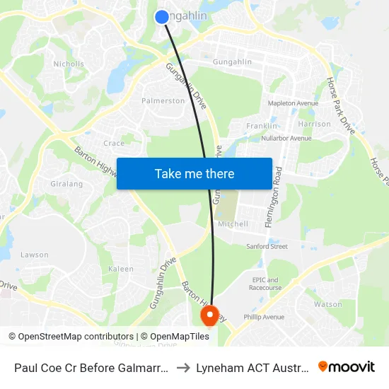 Paul Coe Cr Before Galmarra St to Lyneham ACT Australia map