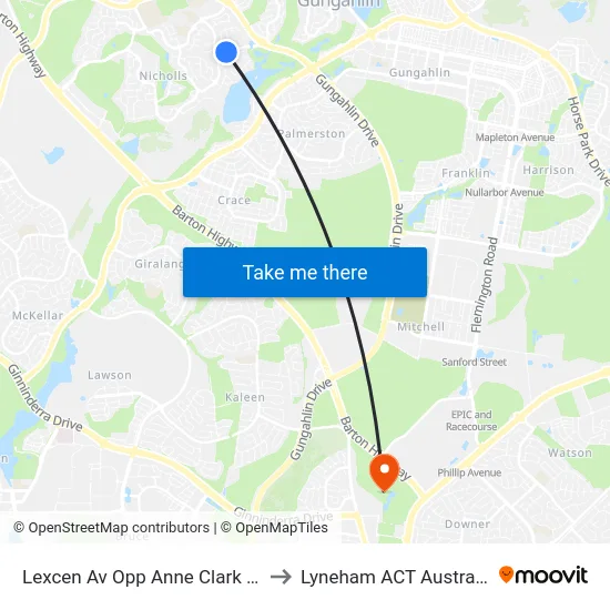 Lexcen Av Opp Anne Clark Av to Lyneham ACT Australia map