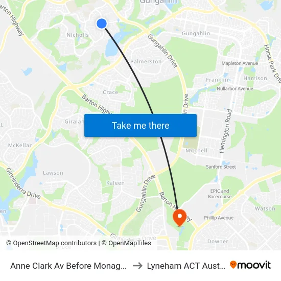 Anne Clark Av Before Monaghan Pl to Lyneham ACT Australia map