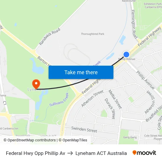 Federal Hwy Opp Phillip Av to Lyneham ACT Australia map