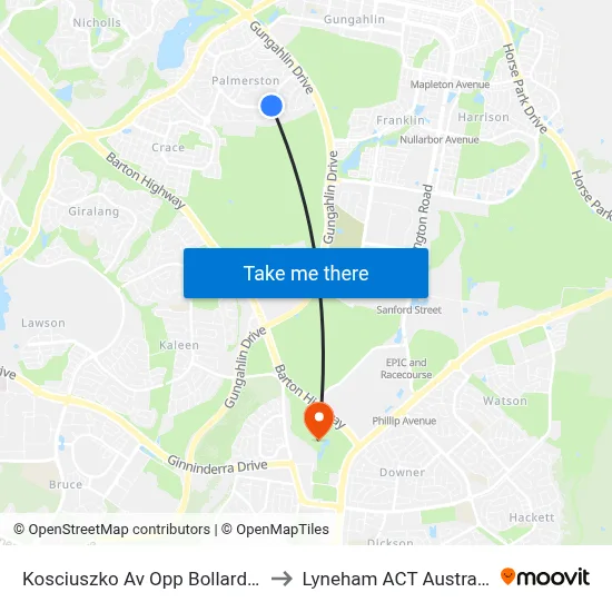 Kosciuszko Av Opp Bollard St to Lyneham ACT Australia map