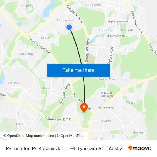 Palmerston Ps Koscuiszko Av to Lyneham ACT Australia map