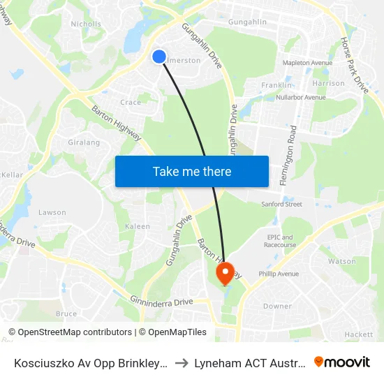 Kosciuszko Av Opp Brinkley Cct to Lyneham ACT Australia map
