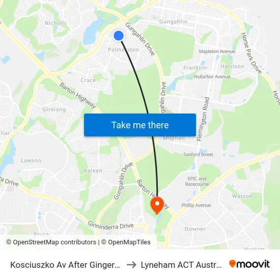 Kosciuszko Av After Gingera St to Lyneham ACT Australia map