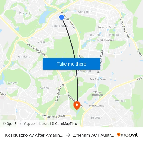 Kosciuszko Av After Amarina St to Lyneham ACT Australia map