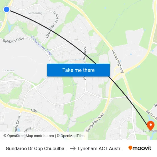 Gundaroo Dr Opp Chuculba Cr to Lyneham ACT Australia map