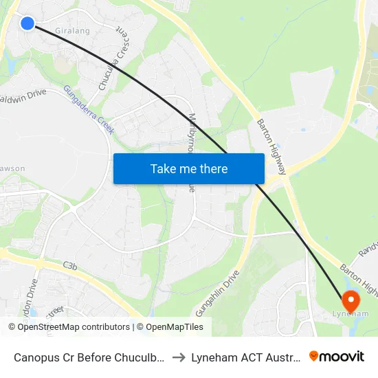 Canopus Cr Before Chuculba Cr to Lyneham ACT Australia map