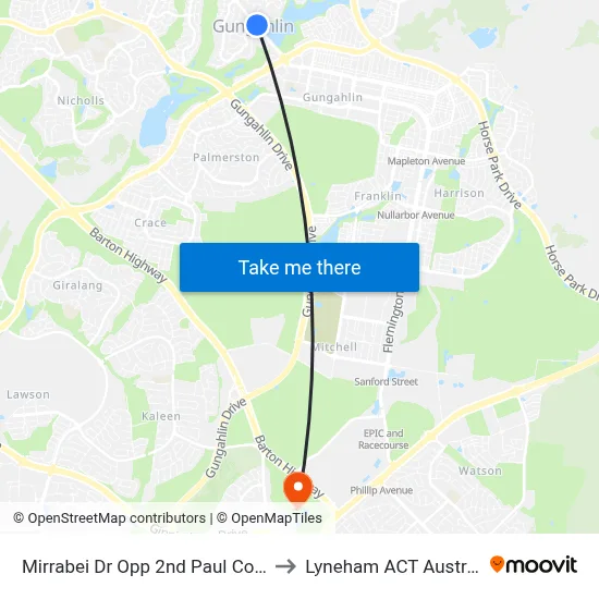 Mirrabei Dr Opp 2nd Paul Coe Cr to Lyneham ACT Australia map