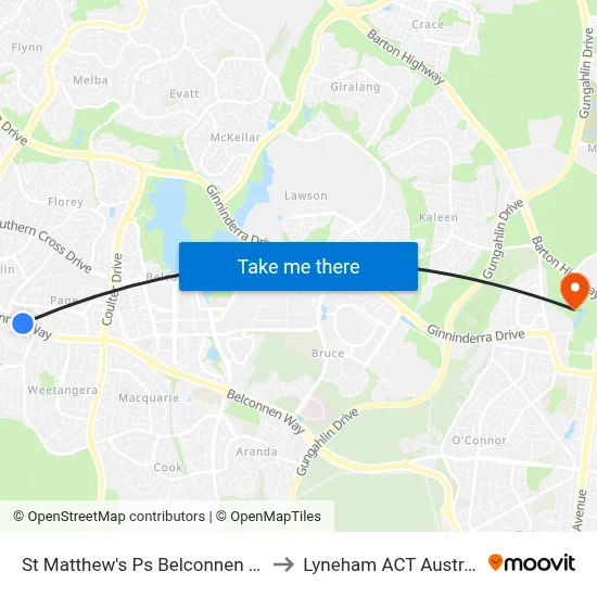 St Matthew's Ps Belconnen Way to Lyneham ACT Australia map