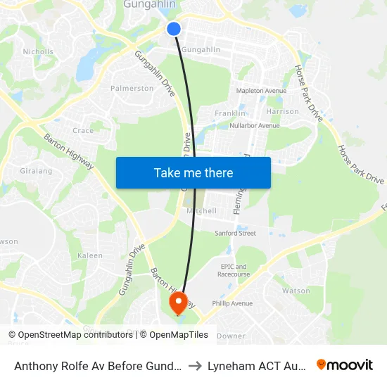 Anthony Rolfe Av Before Gundaroo Rd to Lyneham ACT Australia map