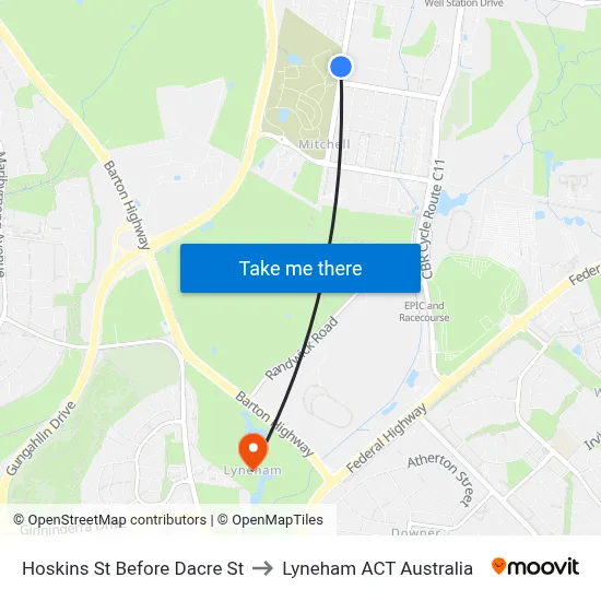 Hoskins St Before Dacre St to Lyneham ACT Australia map