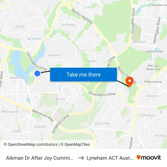 Aikman Dr After Joy Cummings Pl to Lyneham ACT Australia map