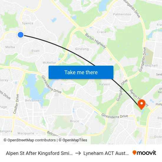 Alpen St After Kingsford Smith Dr to Lyneham ACT Australia map