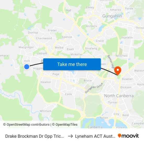 Drake Brockman Dr Opp Trickett St to Lyneham ACT Australia map