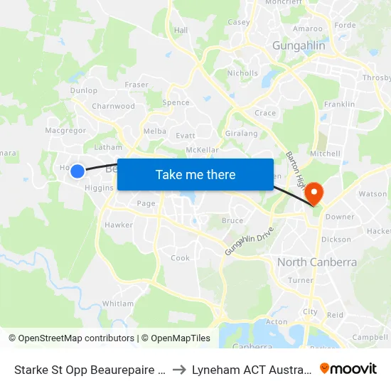 Starke St Opp Beaurepaire Cr to Lyneham ACT Australia map