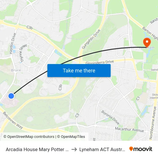 Arcadia House Mary Potter Cct to Lyneham ACT Australia map